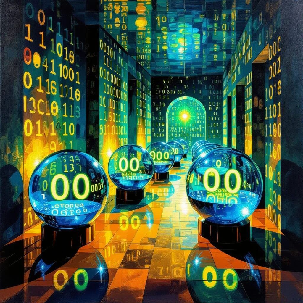 Surrealist Room of Golden Ones and Zeros