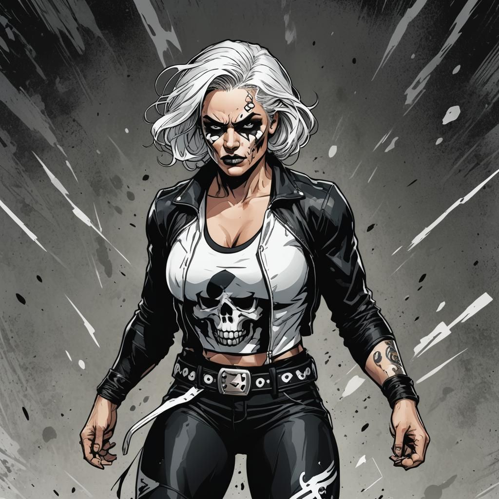 Female Wrestler in Comic Book Art Style