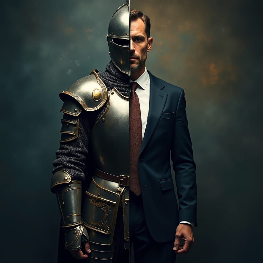 Medieval Lawyer: A Split Identity in Deep Blues and Golds