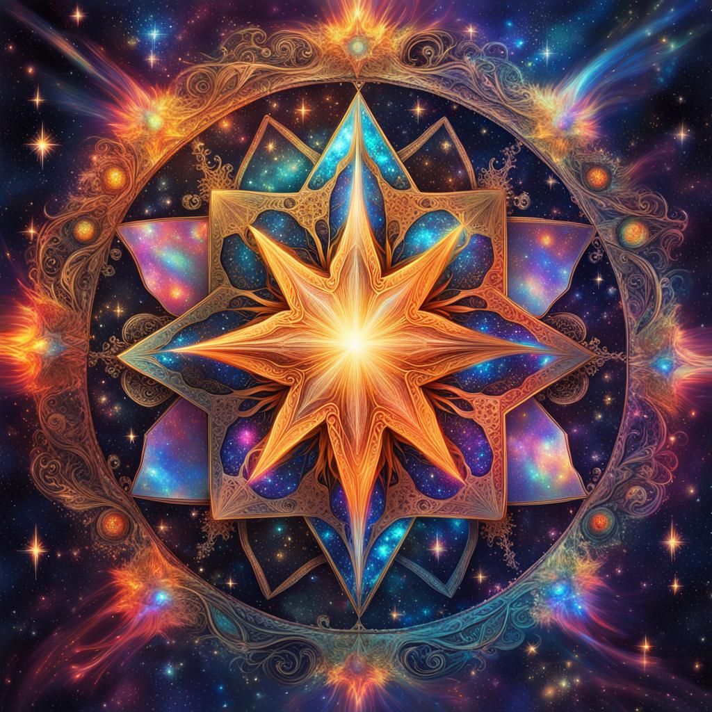 Cosmic Star Burnout in Holographic Astral Illustration