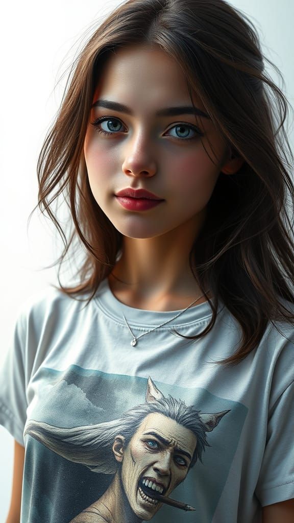 Hyperrealistic Young Woman Portrait with Moody Lighting