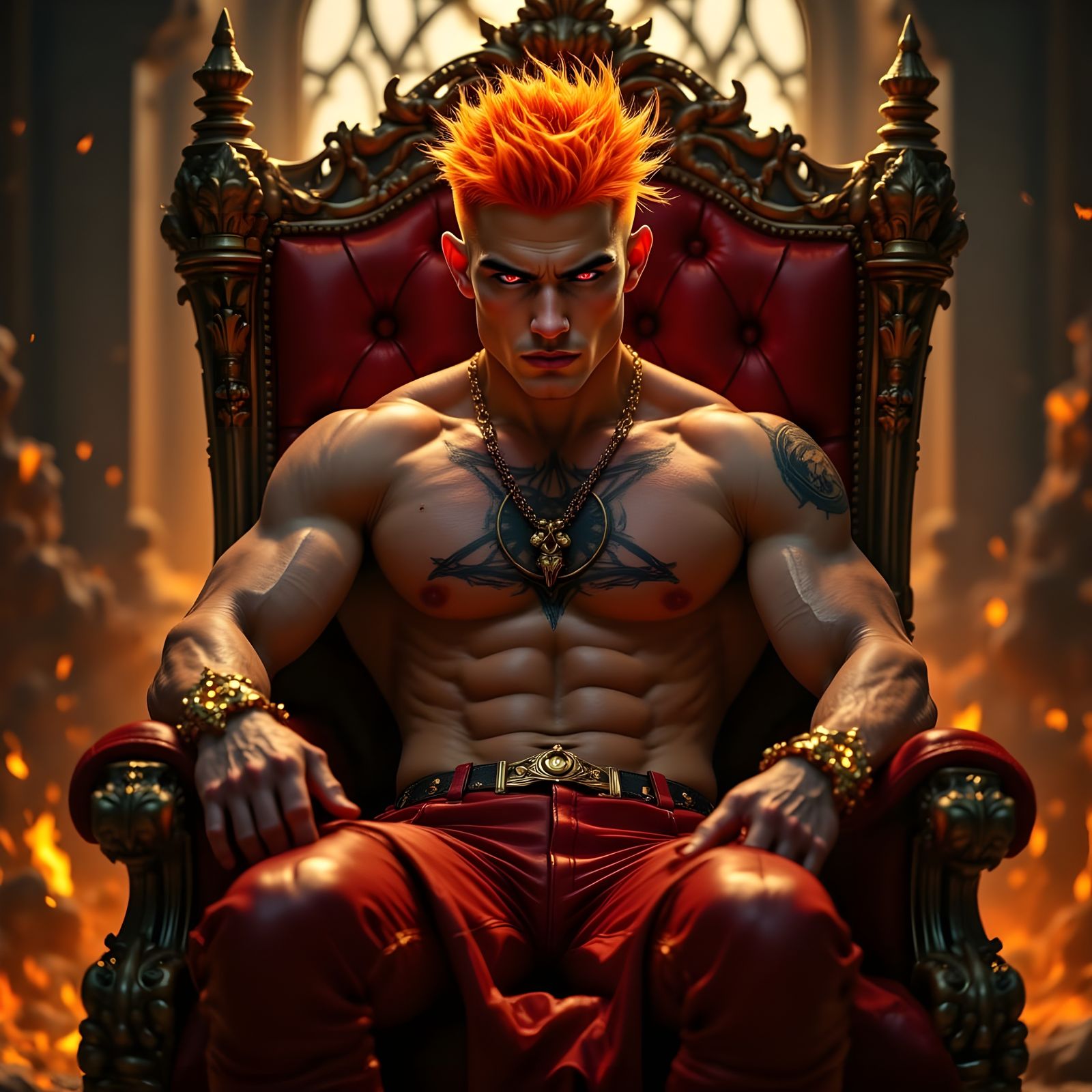 Daimon Hellstrom on Fiery Underworld Throne