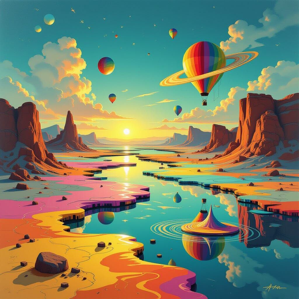 Surreal Melting Landscape with Vibrant Colors
