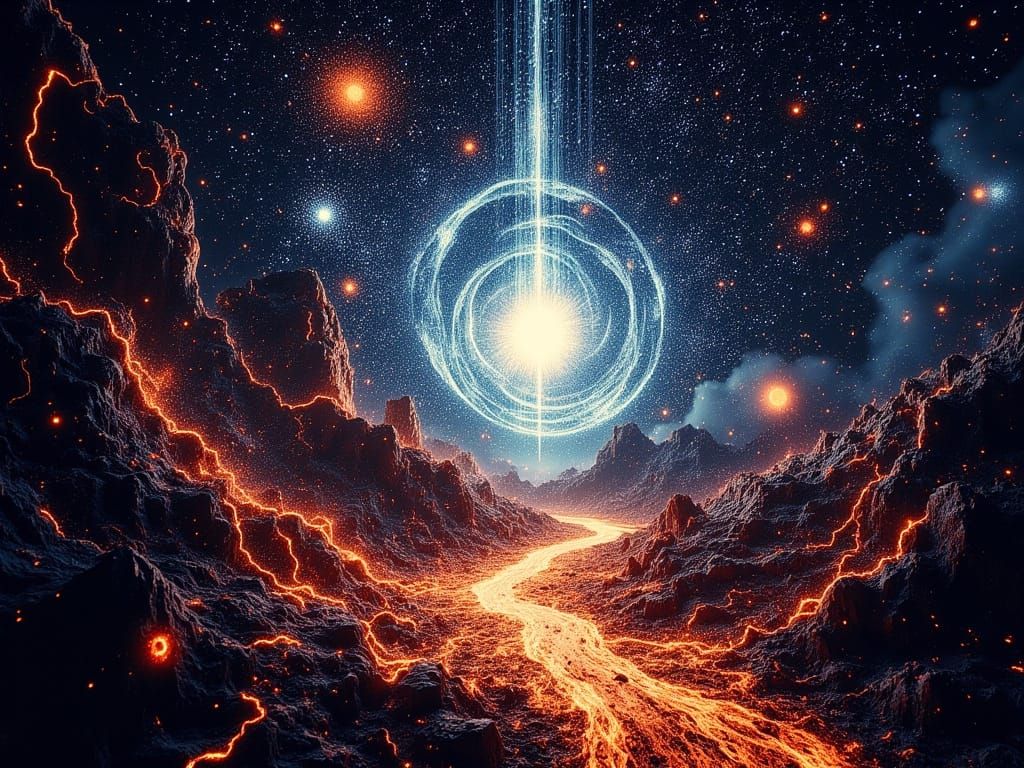 Cosmic Surrealist Dreamscape with Neutron Star