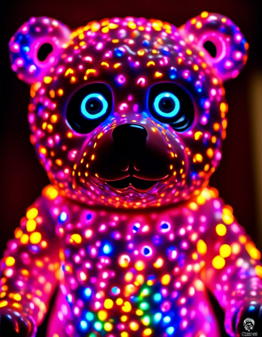 UV Blacklight Chibi Imp Bear Portrait