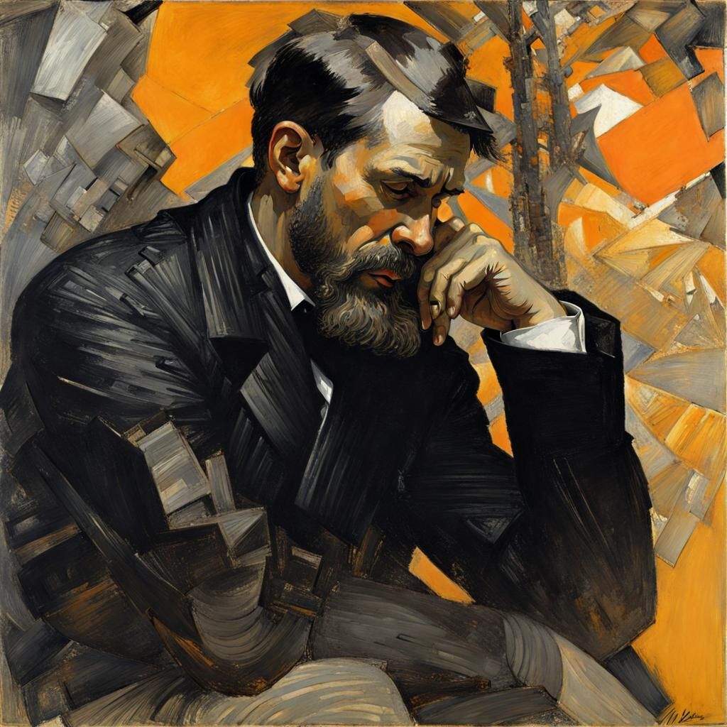 Pensive Man in the Style of Vrubel