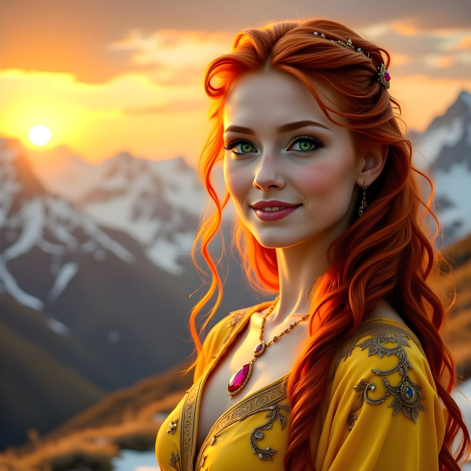 Norse Goddess in Sunset Splendor