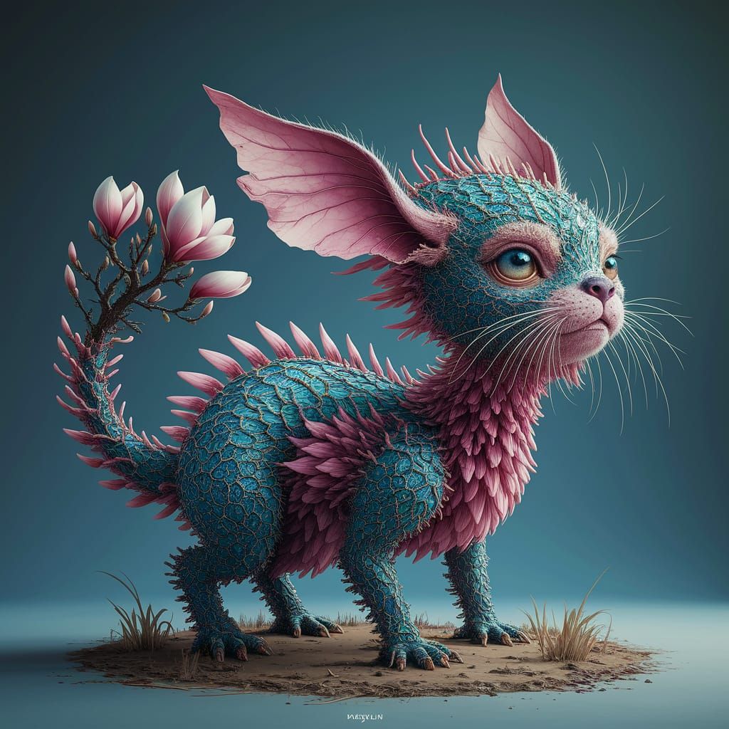 Surreal Blossom Landscape in Japanese Watercolor Style