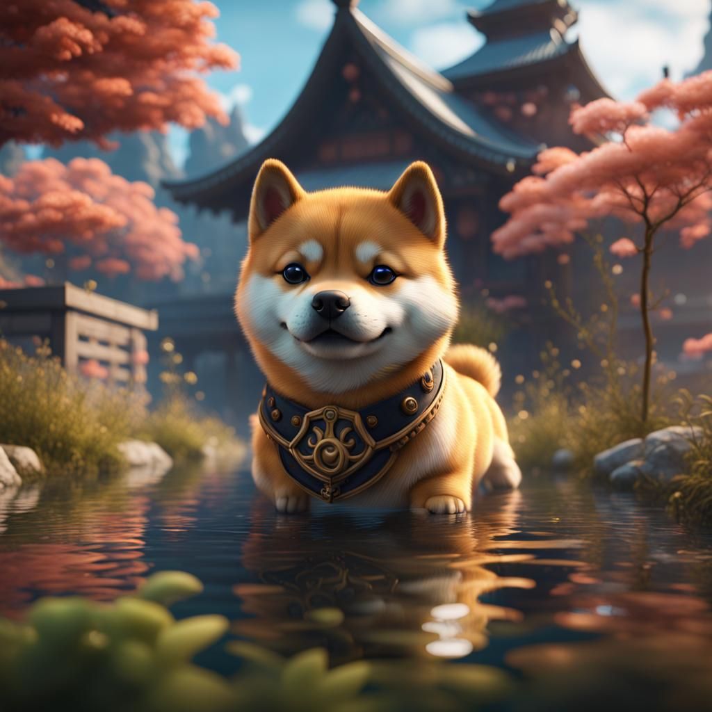 Cute Shiba Inu: Detailed Matte Painting in 8K
