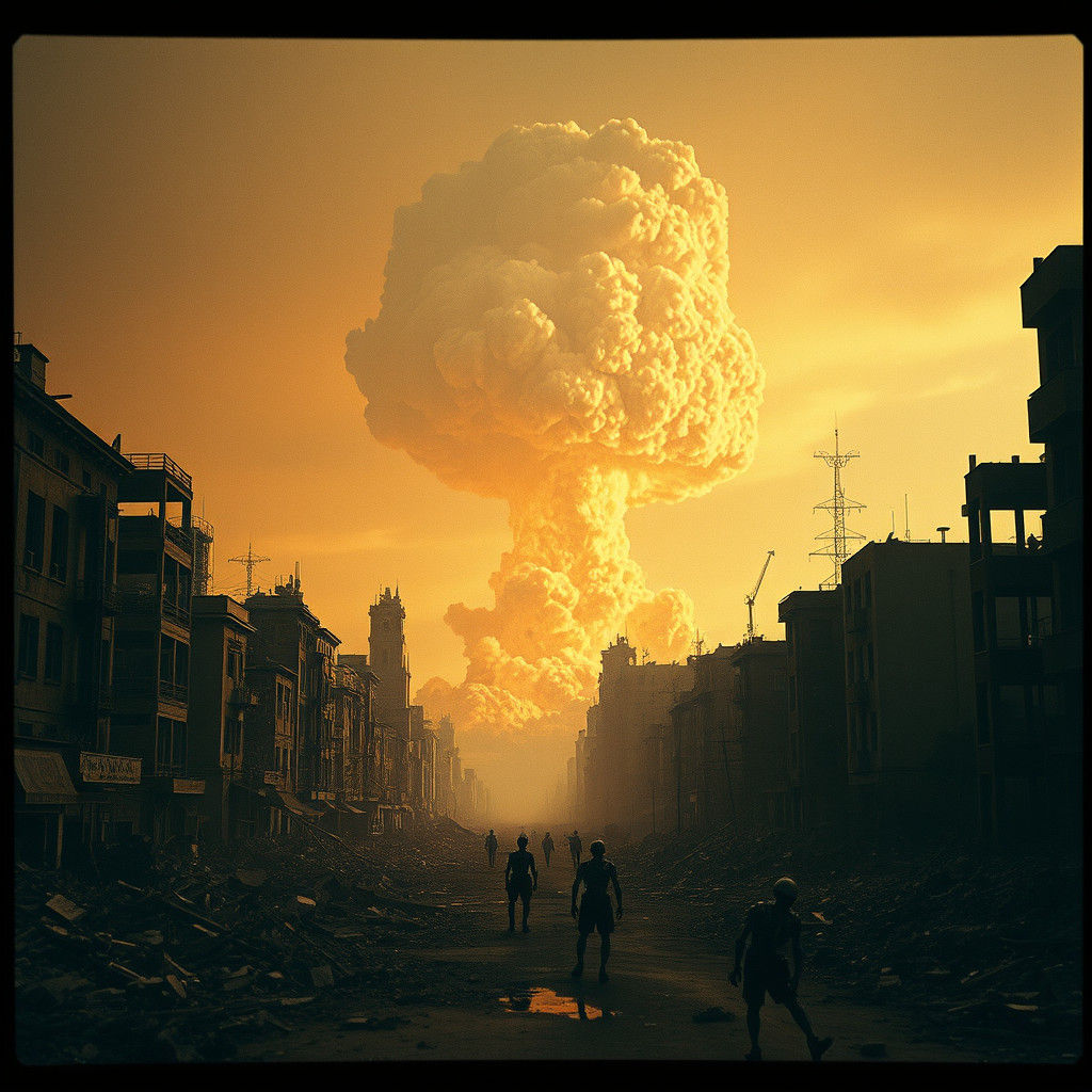Post-Apocalyptic Cityscape After Nuclear Bomb