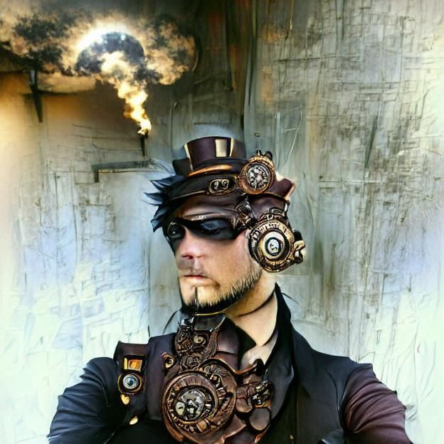 Steampunk Scene in Dark Style