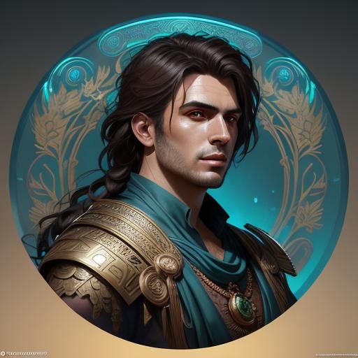 Handsome Man with Peacock in Ancient Greece