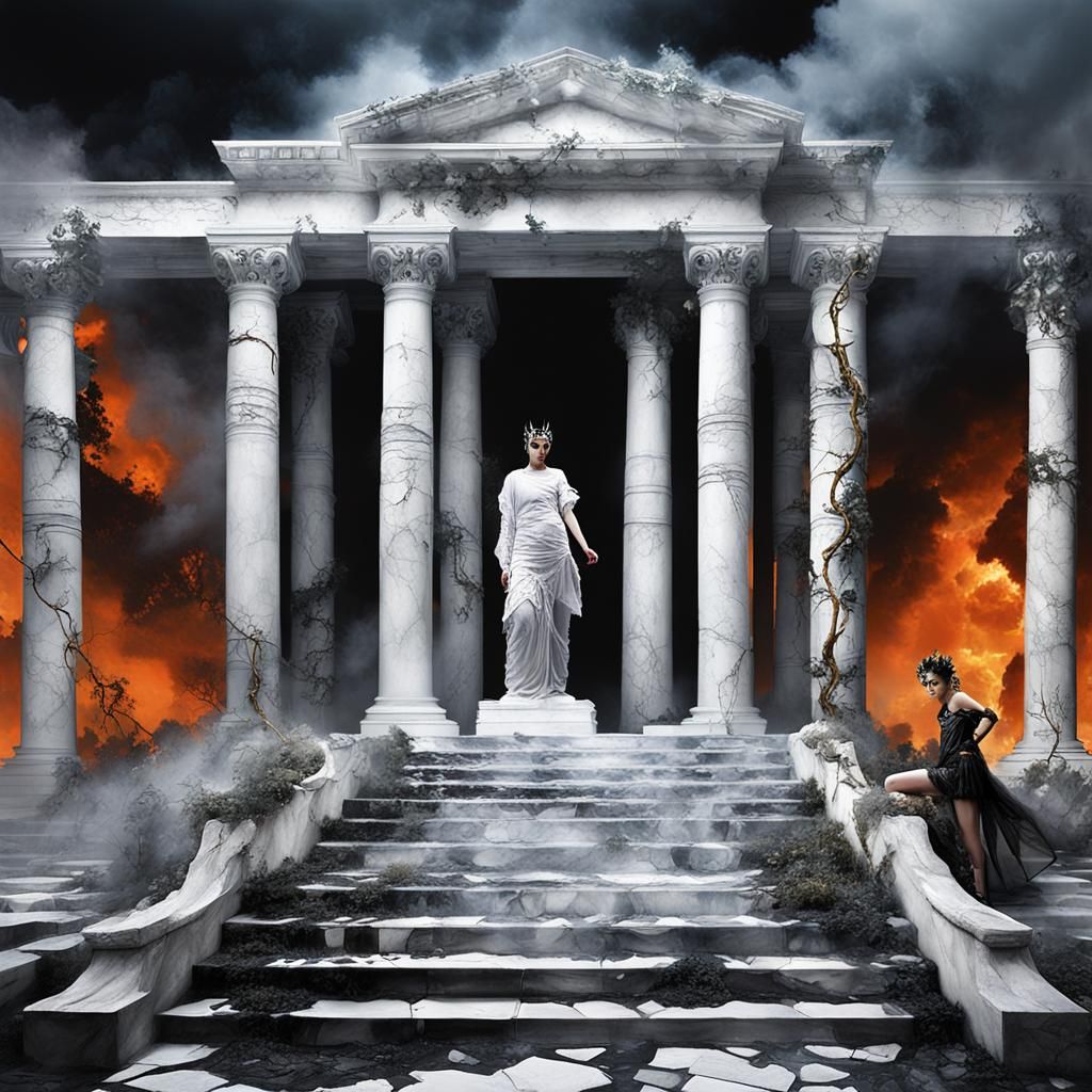 Cybergoth Model in Classical Art Exhibit, Alma-Tadema Style