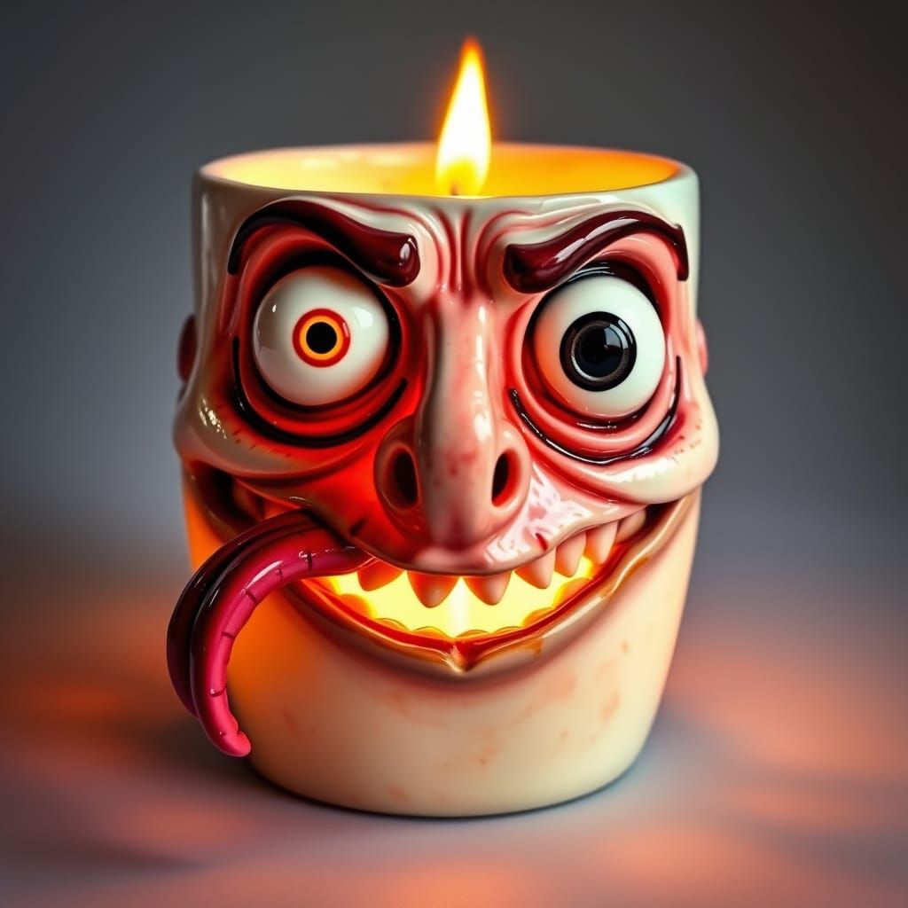 Grotesque Candle in Whimsical, Biomechanical Style