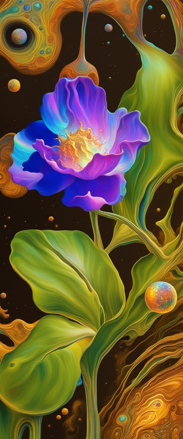 Holographic Cosmic Astral Illustration in Mixed Media