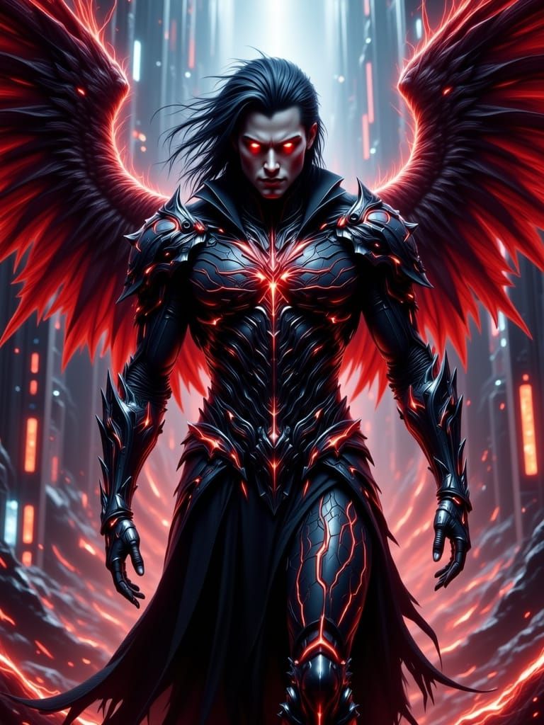 Cyberpunk Demon Knight Emerges from Portal
