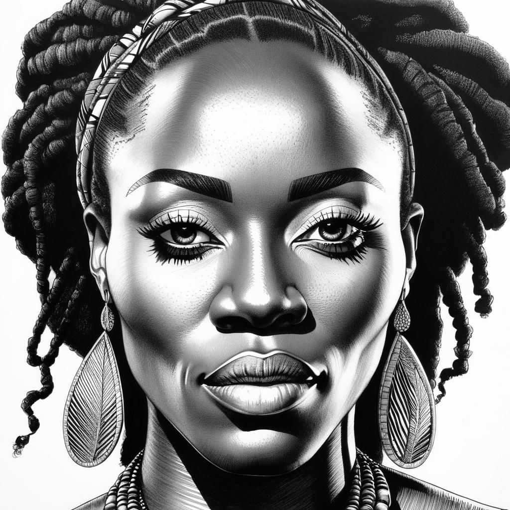 Pencil and Ink Sketch of Jamaican Woman