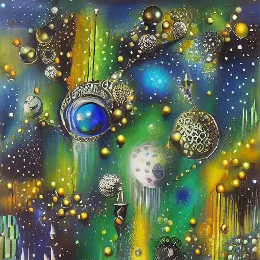 Psychotris Viridis abstract flowing liquidex sparkling twinkling and ink black pearls pyrite