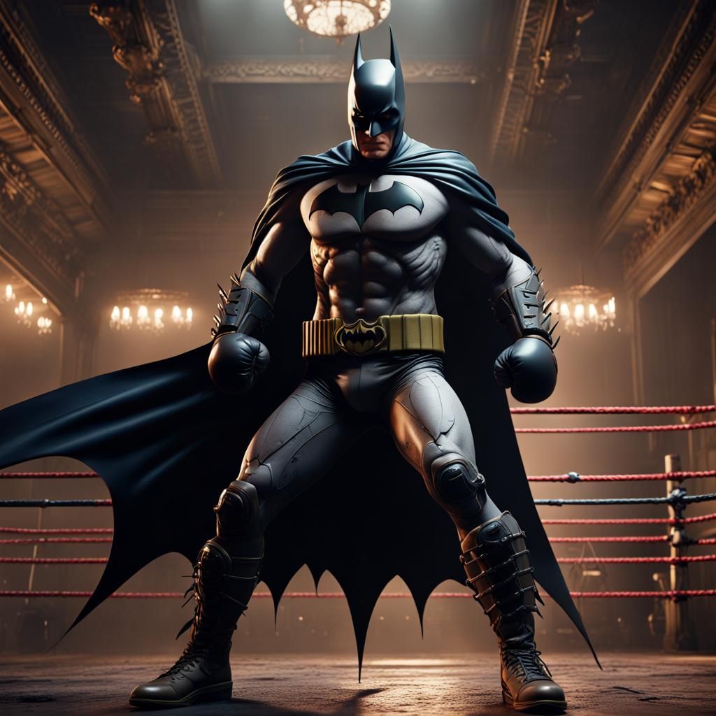Batman Boxing in Detailed Matte Painting Style