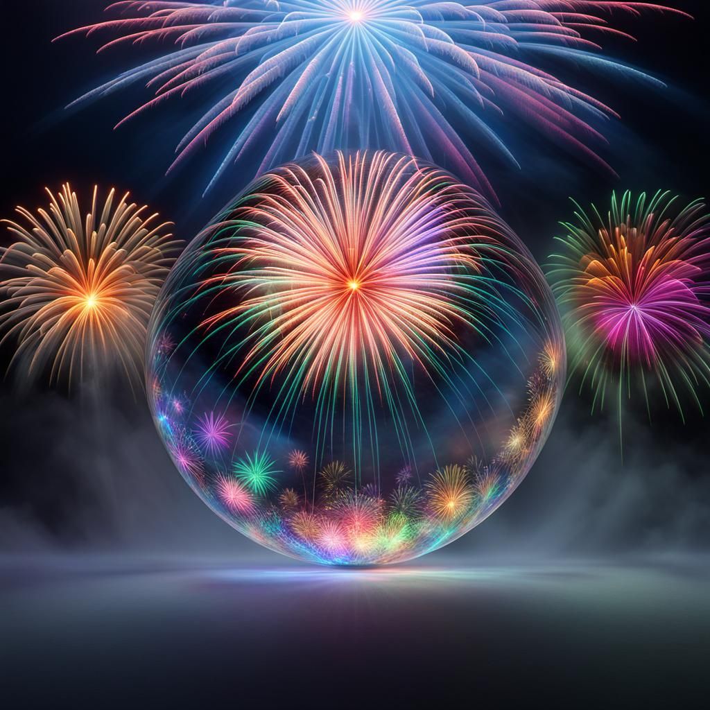 Fireworks Inside Opal Prism in Greg Rutkowski Style