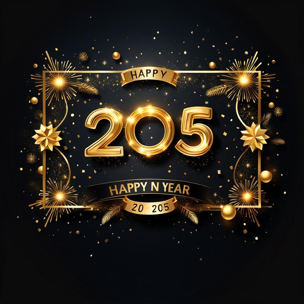 Golden New Year 2025 Banner on Dark Background