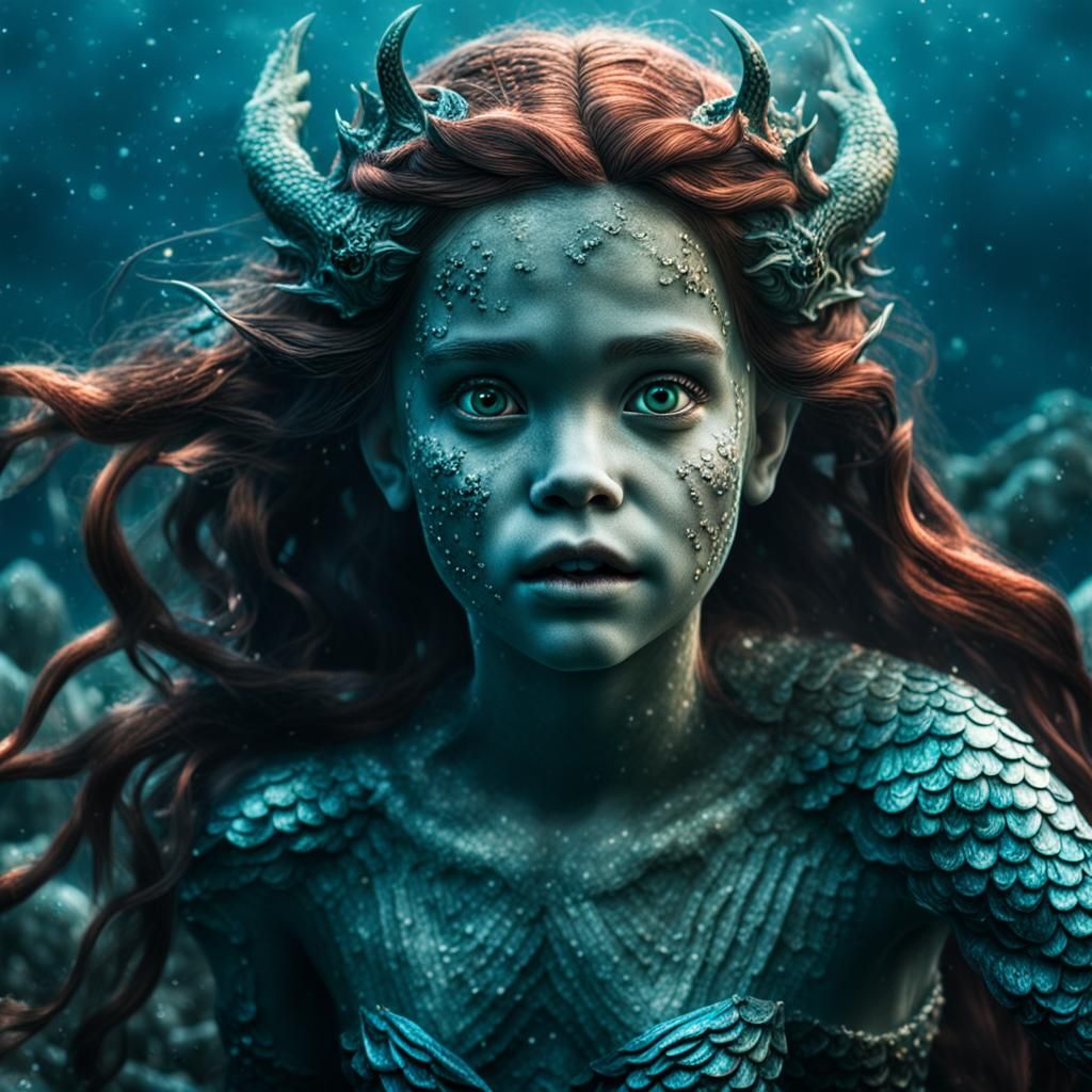 Hyperrealistic Little Mermaid as Demon