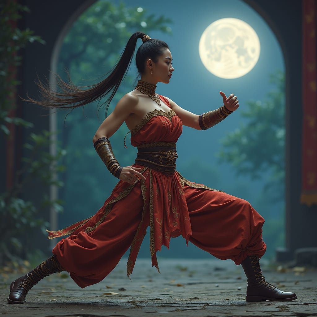 Elegant Fantasy Warrior Unveils Enchanted Night