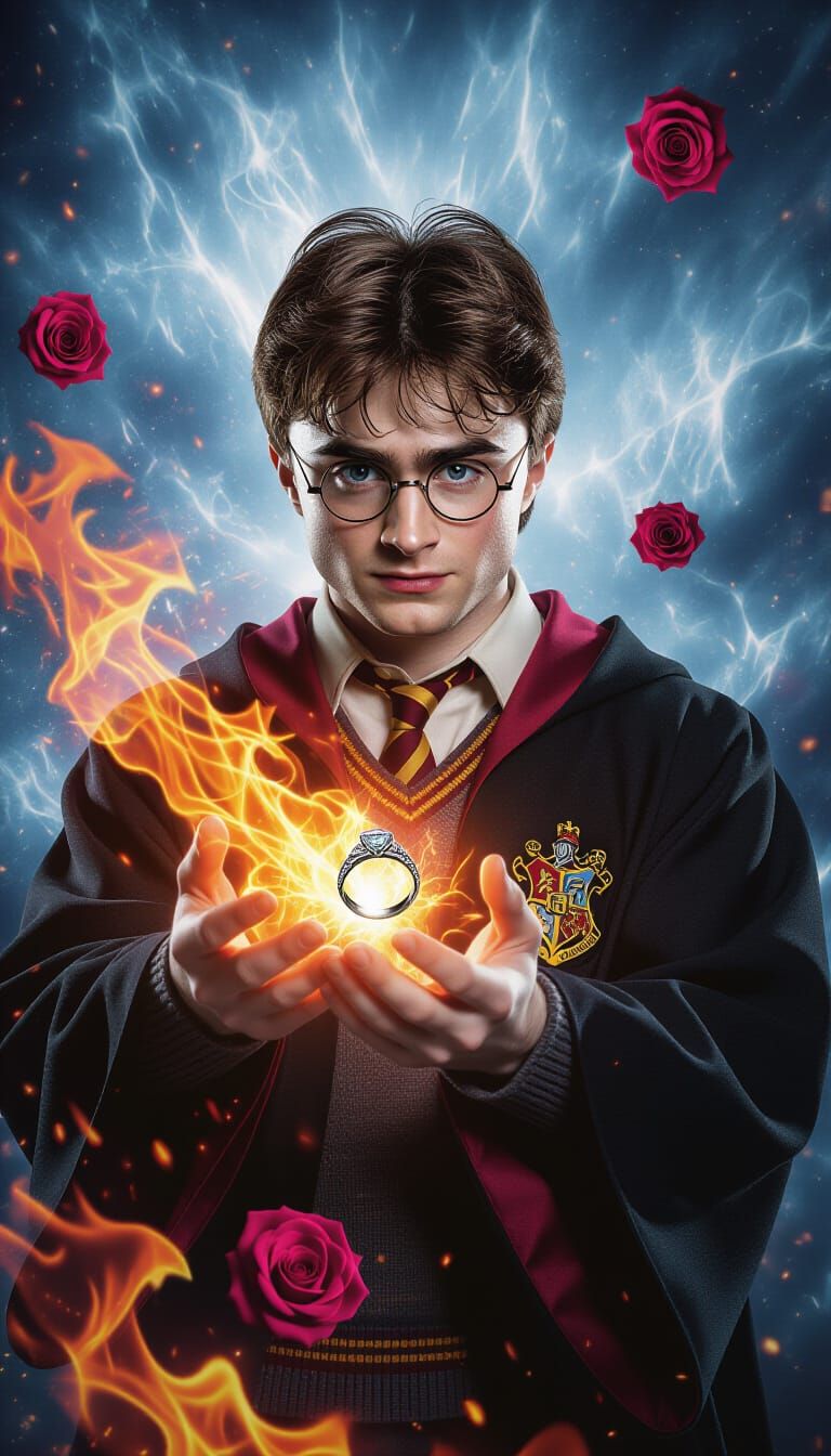 Harry Potter Engulfed in Fire and Ice, Cinematic Still