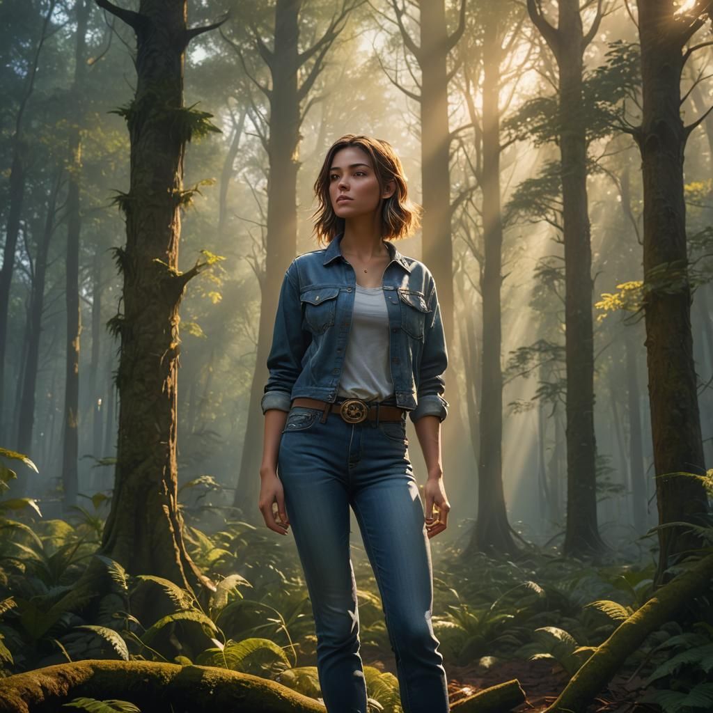 Girl in Forest: Photorealistic Fantasy Concept Art