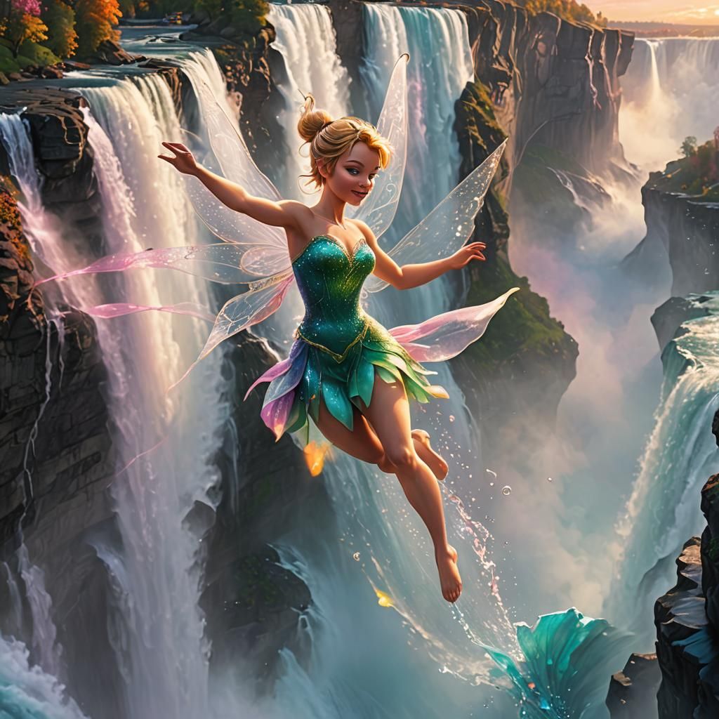 Tinkerbell's Niagara Falls Dive: Fantasy Concept Art