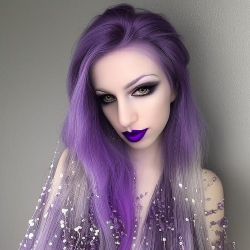 Ethereal amethyst Witch with purple hair with lavender highl...