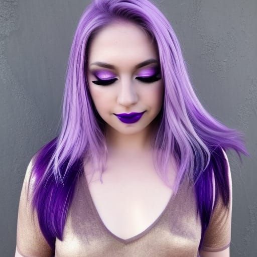 Ethereal amethyst Witch with purple hair with lavender highl...