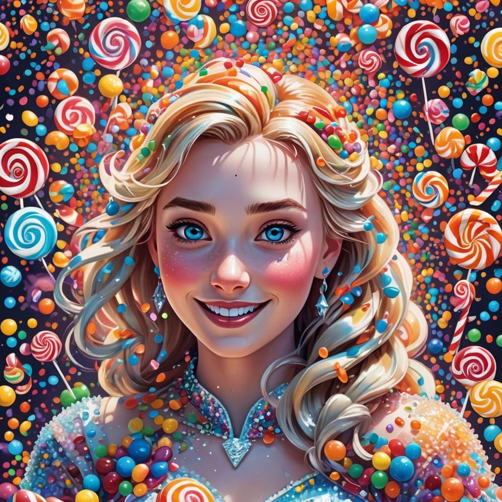 Elsa in Candy Art Style Portrait