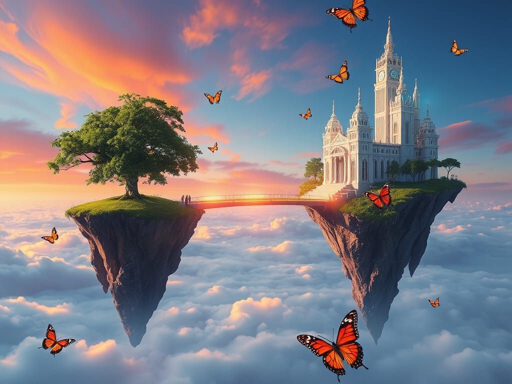 Ethereal Bridge Connects Lush Forest to Futuristic City in t...