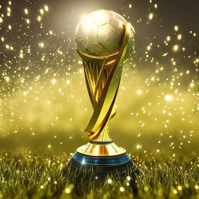 Illuminated World Cup Trophy with Gold Glitter