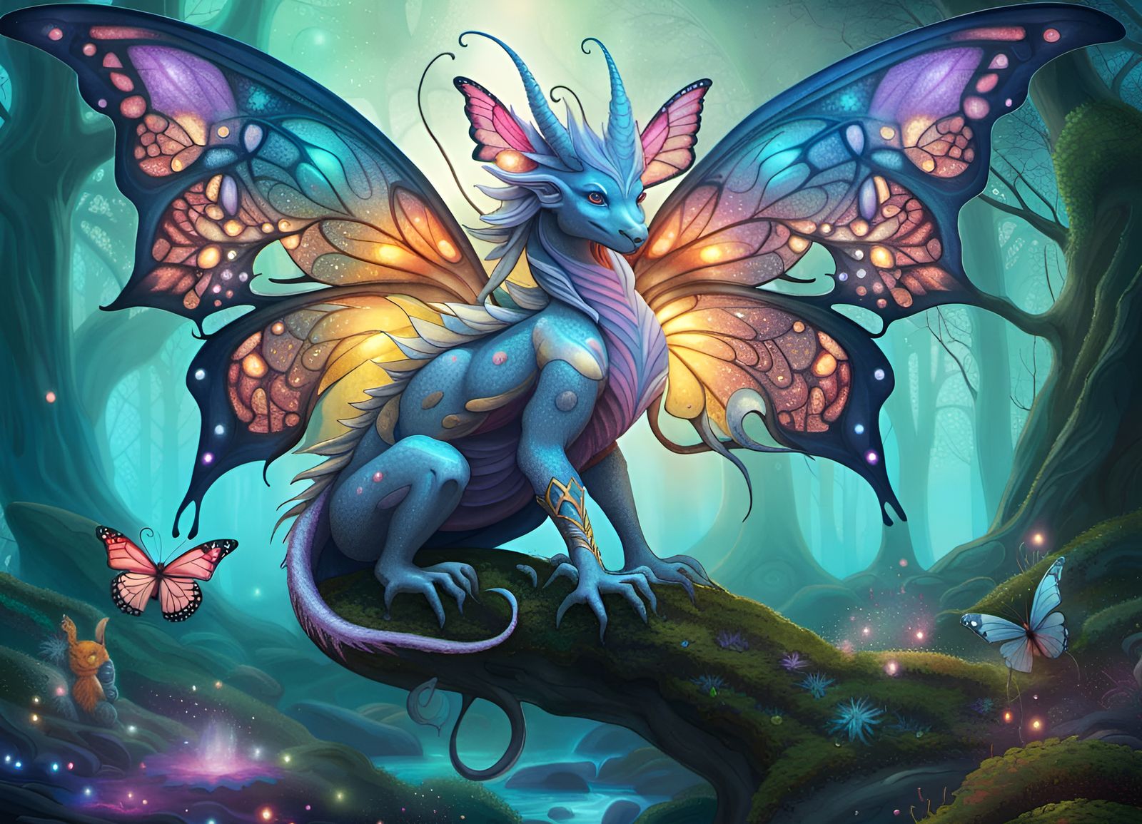 Butterfly Dragon in Ethereal Fairy Forest