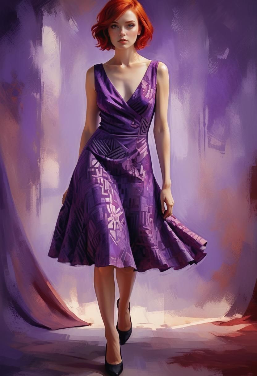 Elegant woman - purple dress