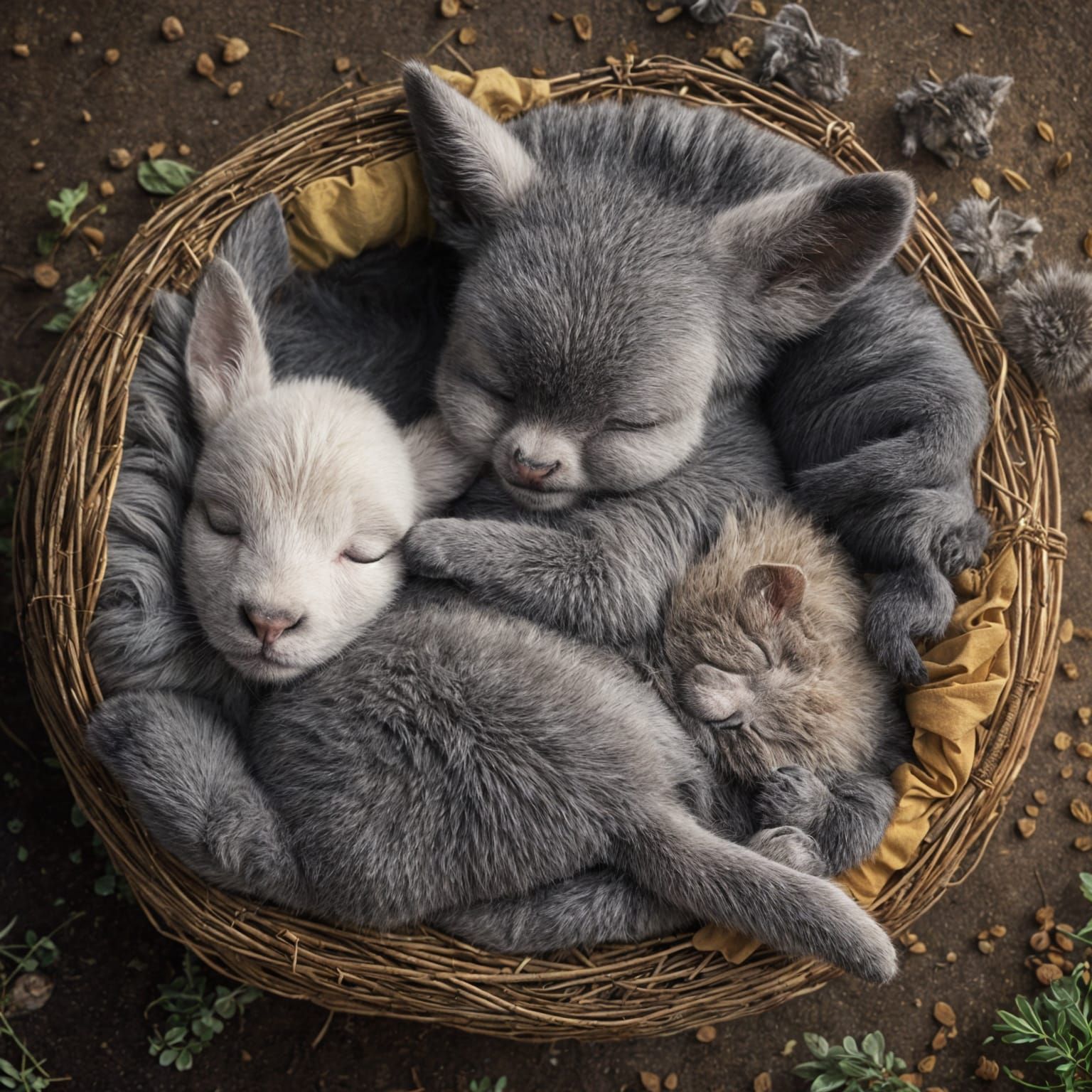 Gray Kitten Napping on a Little Donkey