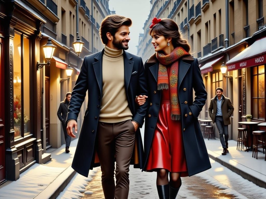 Charming Parisian Encounter in Impressionist Style