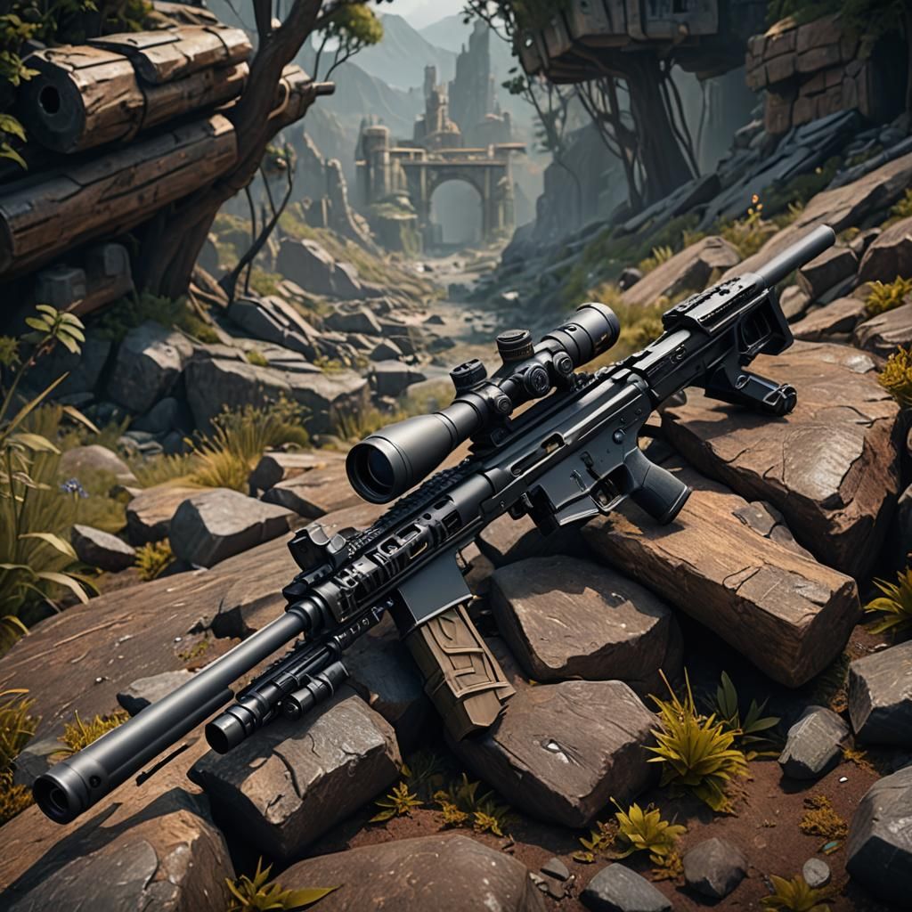 Detailed Sniper Rifle in Fantasy Concept Art