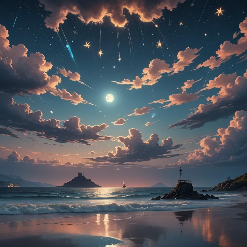 Starfish Dance in Twilight Sky: Digital Matte Painting