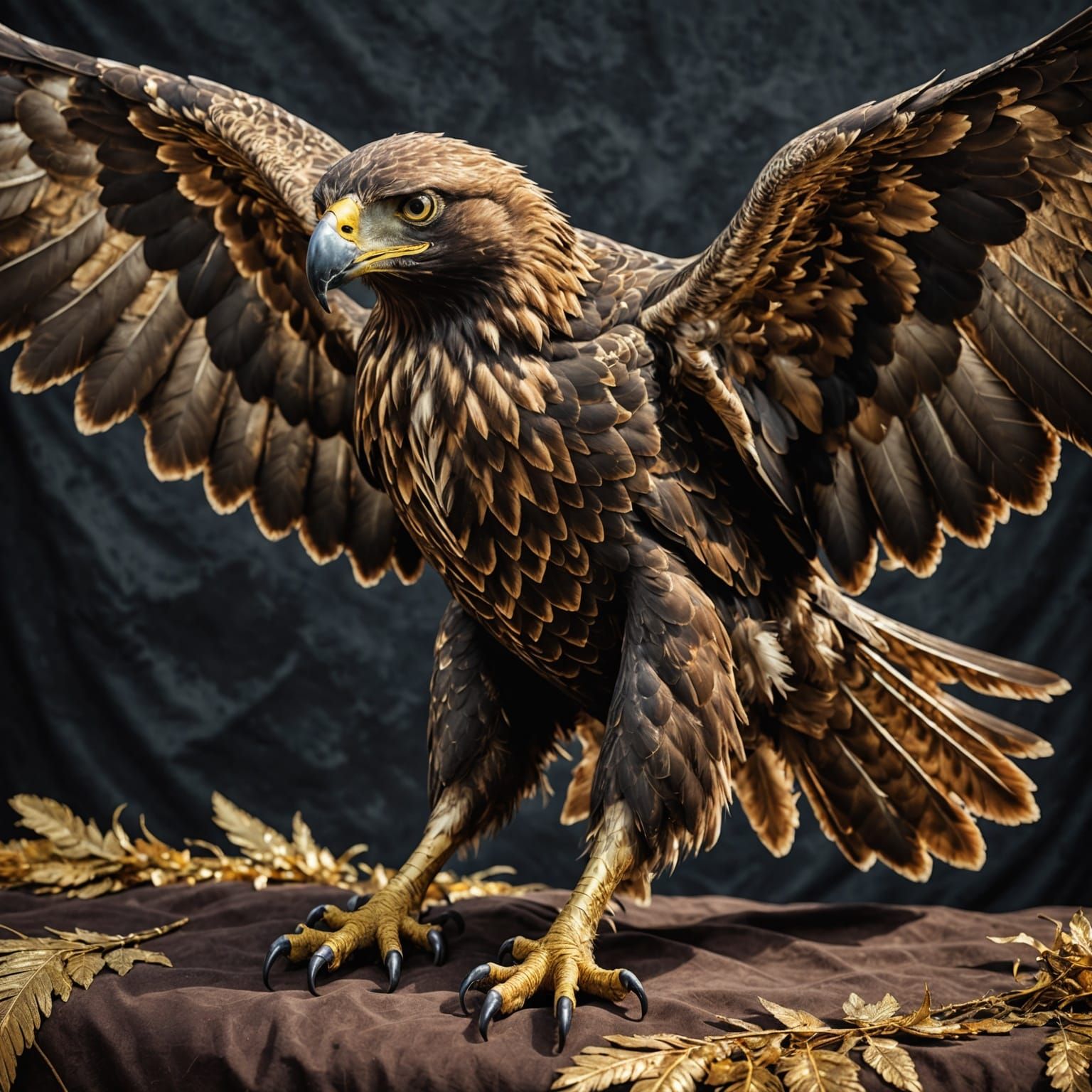 Golden Eagle with Vibrant Gold Wing Feathers