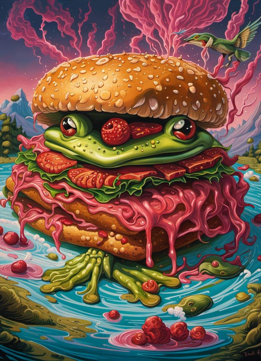 Wacky frog legs and bear meat Sandwich