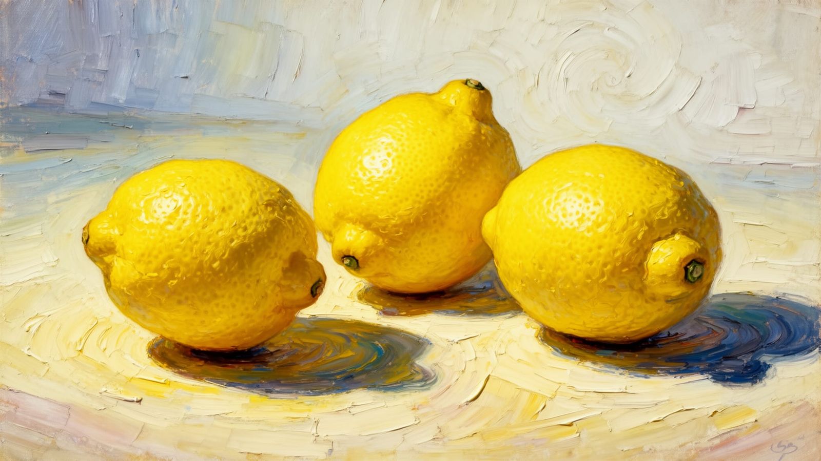 Vibrant Lemons in Impasto Surrealist Style