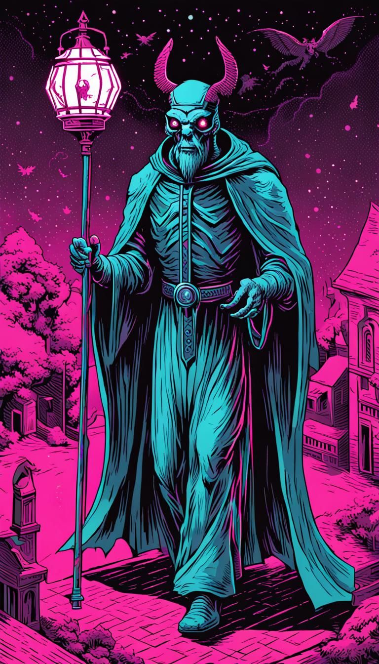 Mothman Walks Right in Isometric Tarot Card