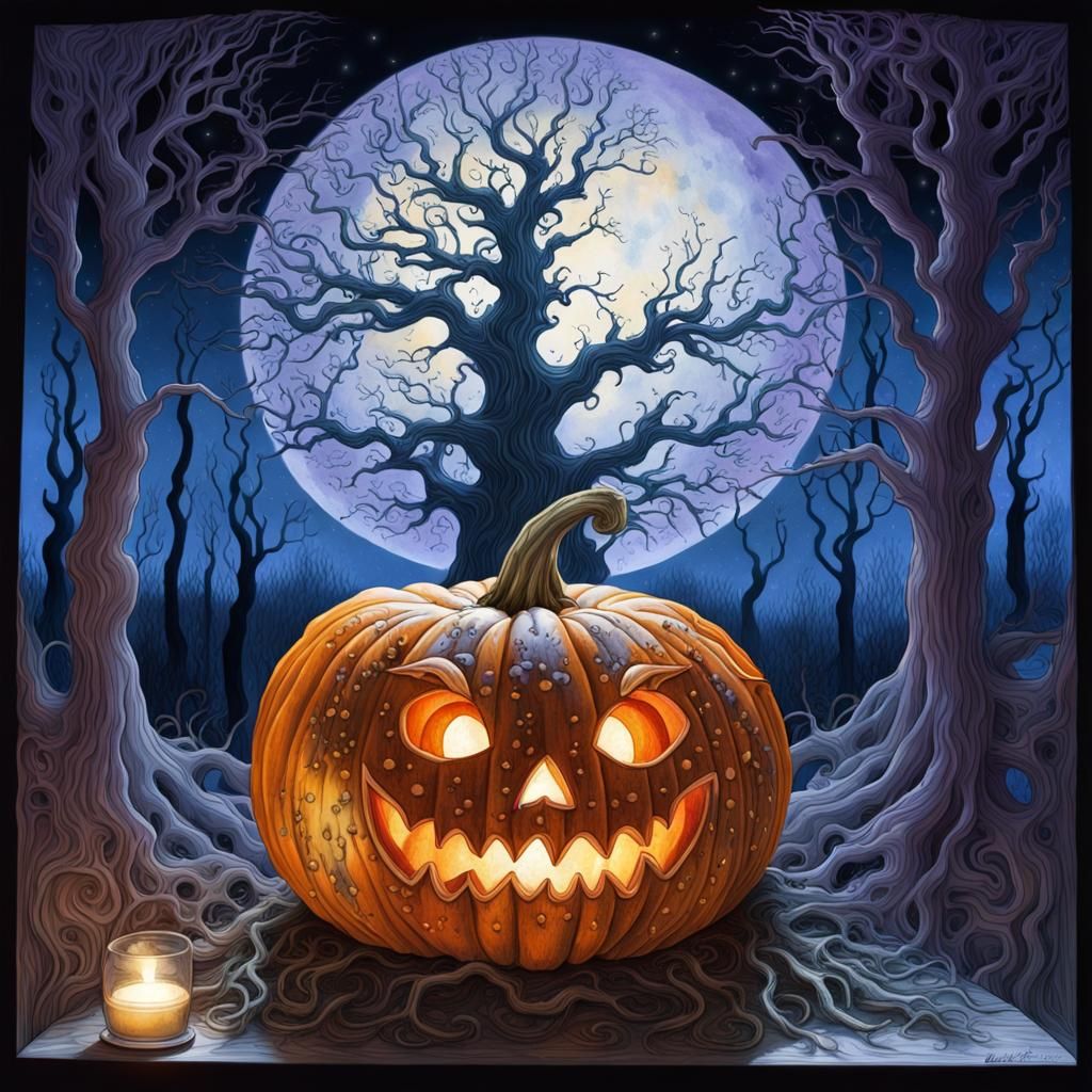 Albrecht Durer Pumpkin Carving in Gothic Watercolor