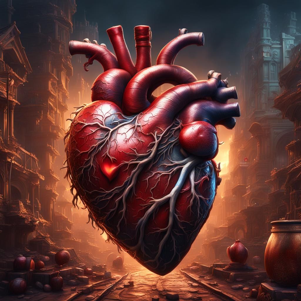 Heart Transplant: Old to New Heart in Detailed Painting