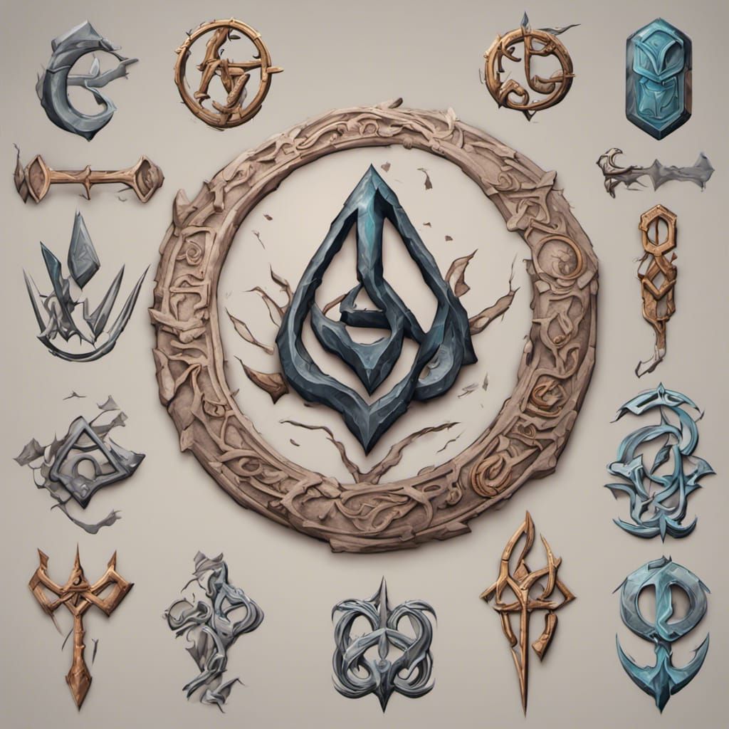 Detailed Fantasy Rune Tattoo Design in 8K