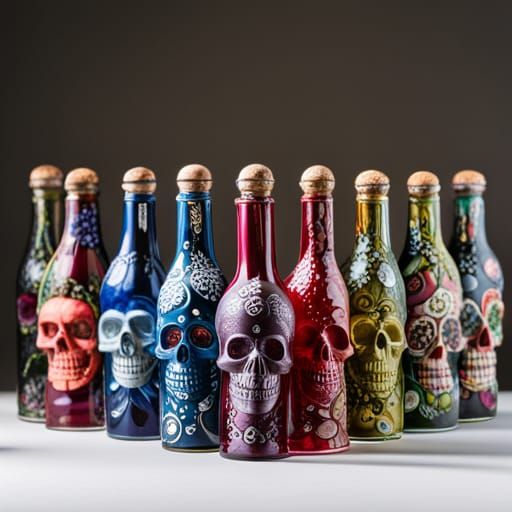 Ornate Skull Diorama Inside Glass Bottle