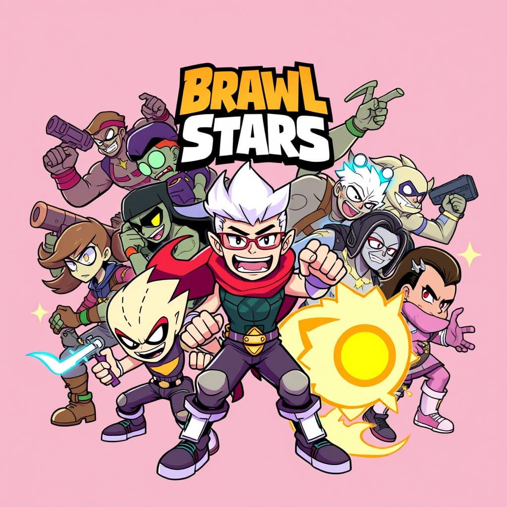 Brawl Stars Characters in Bold, Vibrant Lines